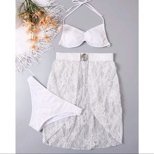 Ruched Halter Bikini Swimsuit + Cover Up